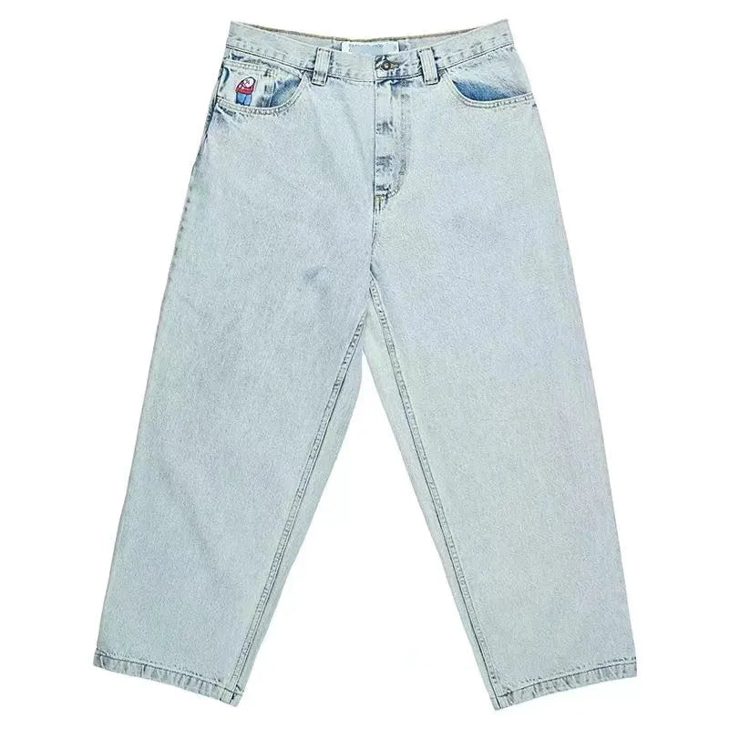 Men'S Jeans Designer Retro Hip Hop Cartoon Graphic Streetwear Denim Y2K Big Boy Embroidery Baggy Jorts Harajuku Gym Basketball Men