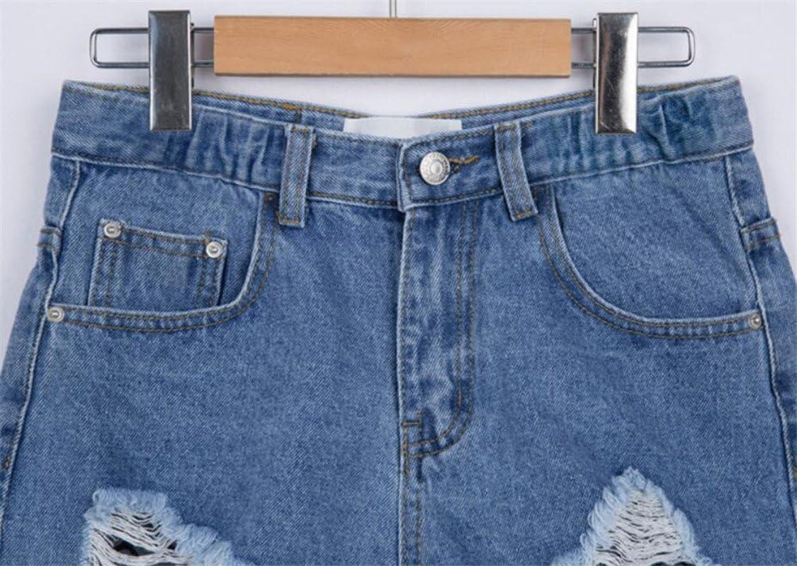 Jean Shorts for Women plus Size,Casual Fishnet Destroyed Ripped Holes Loose Fit Fashion Denim Jeans Shorts