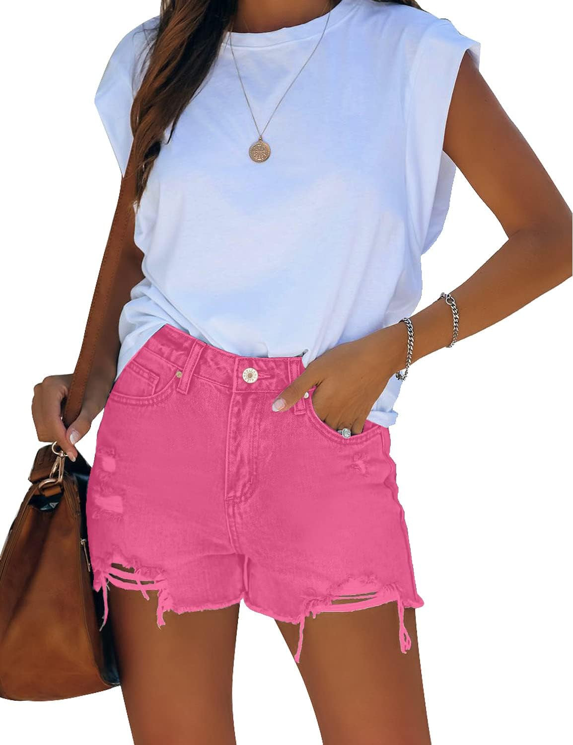 Women'S High Waisted Ripped Stretchy Denim Hot Short Summer Jean Shorts