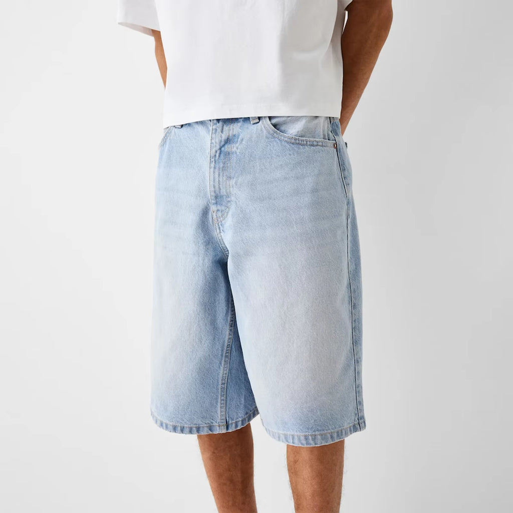 Baggy Jeans Shorts for Men Casual Loose Fit Wide Leg Denim Jorts Y2K Vintage Hip Hop Skateboard Long Jorts Male Streetwear