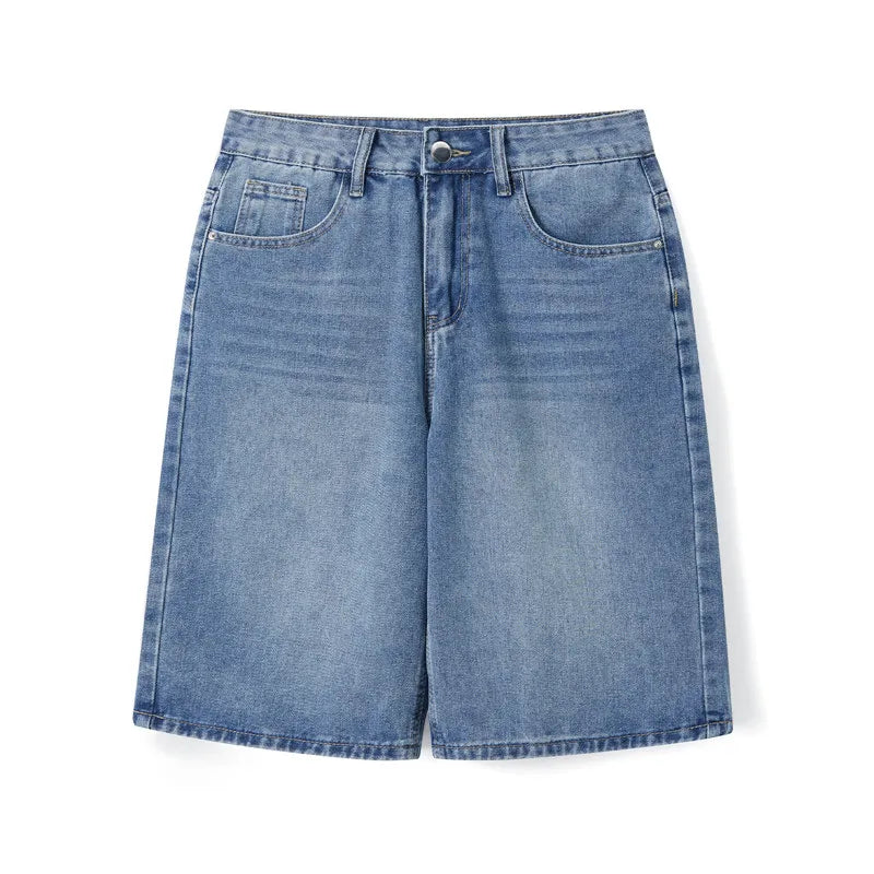Baggy Jeans Shorts for Men Casual Loose Fit Wide Leg Denim Jorts Y2K Vintage Hip Hop Skateboard Long Jorts Male Streetwear