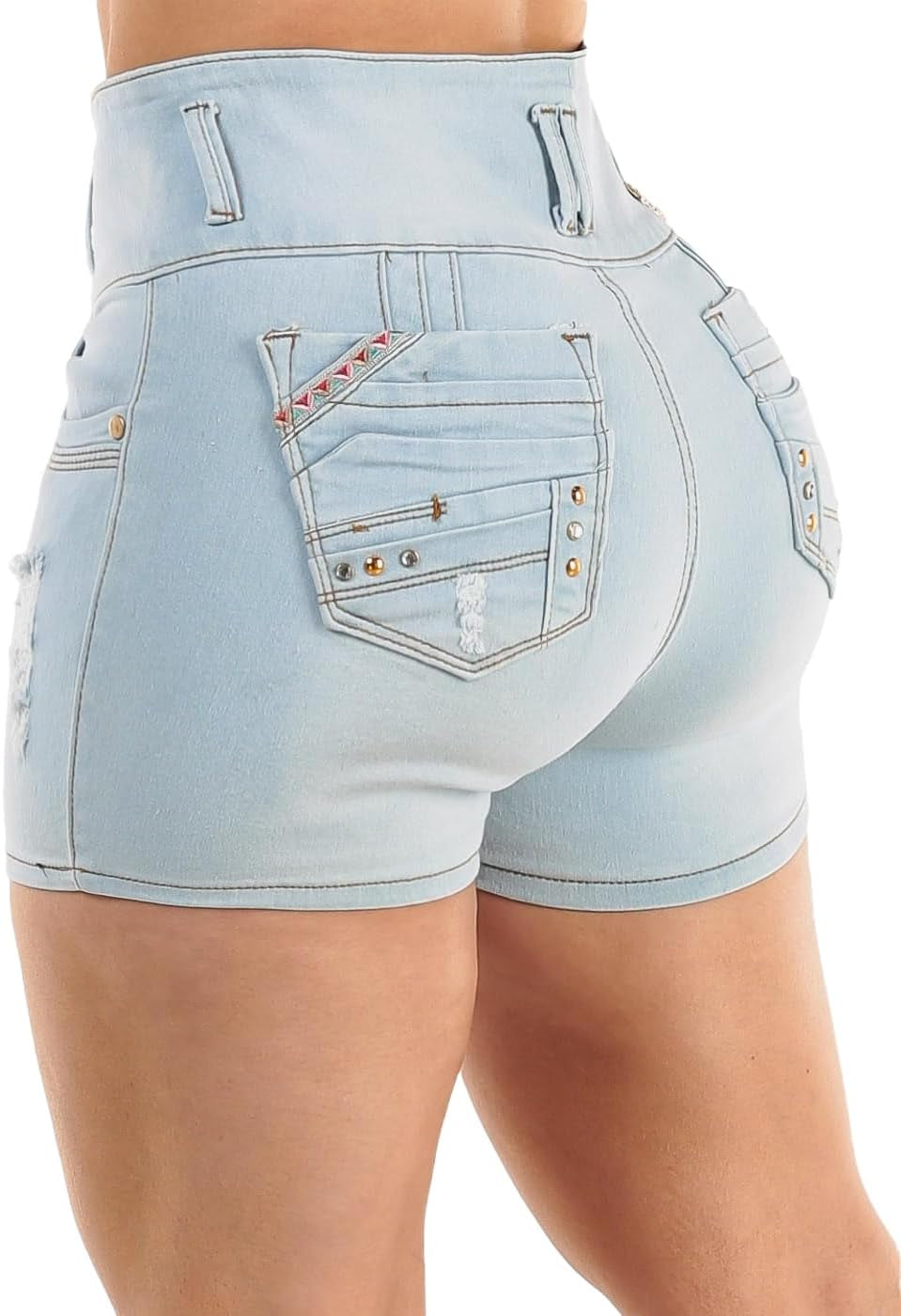 Butt Lifting Denim Shorts for Women - Mid - High Waisted Shorts - Levanta Cola